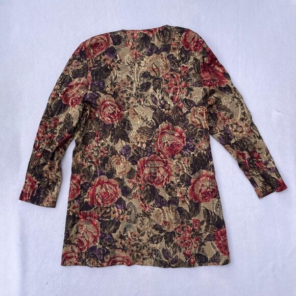 Vintage Just in Thyme Floral Red Gold Jacket Blazer Paper Tag Sz 12 Fall Autumn - Picture 2 of 8